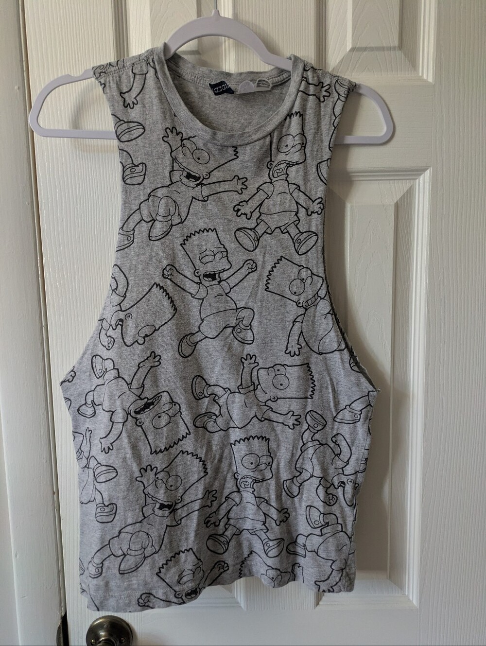 Women's Simpsons Muscle Tank H&M Divided Licensed Bart Sleeveless Xs Oversized